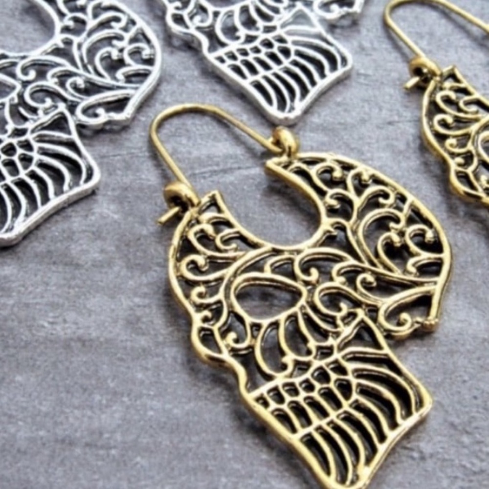 Urban Outfitters Paisley Filigree Sugar Skull Lightweight Earrings